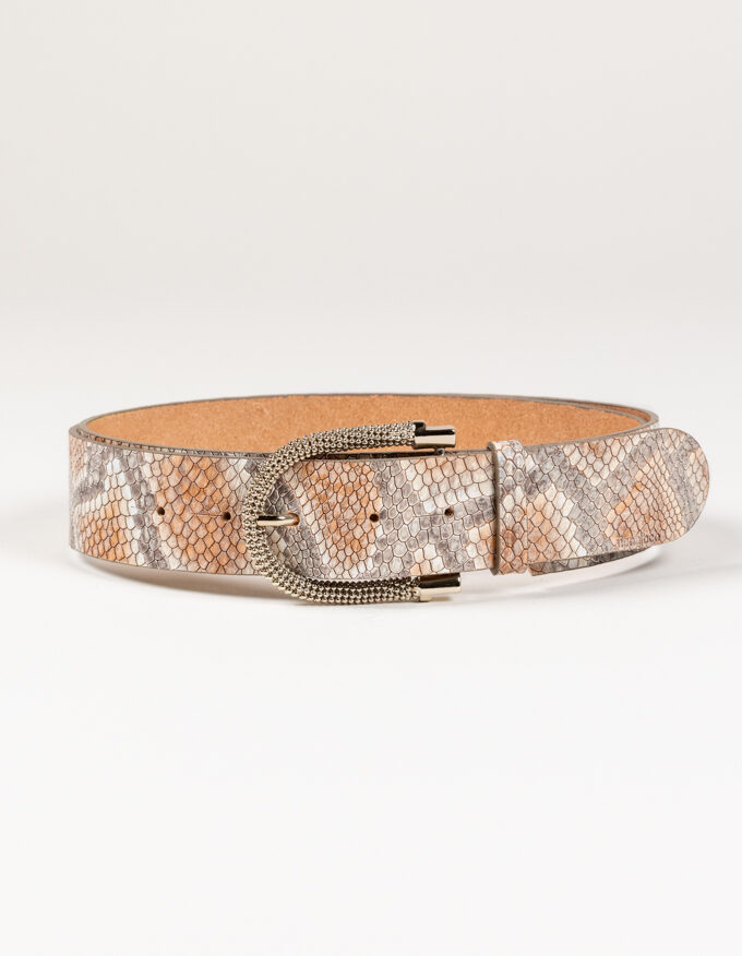 Golden buckle leather belt