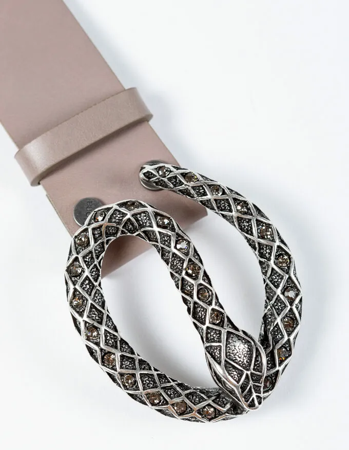 Cinturón Snake Pack. Hebilla con serpiente plateada