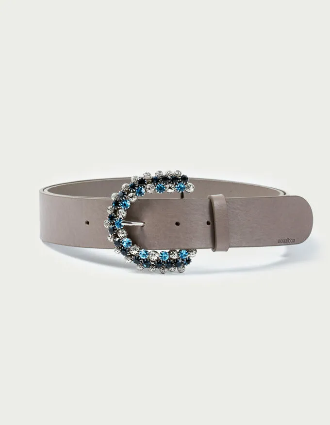 Cinturón Valentina Blue. Hebilla con brillantes azules.