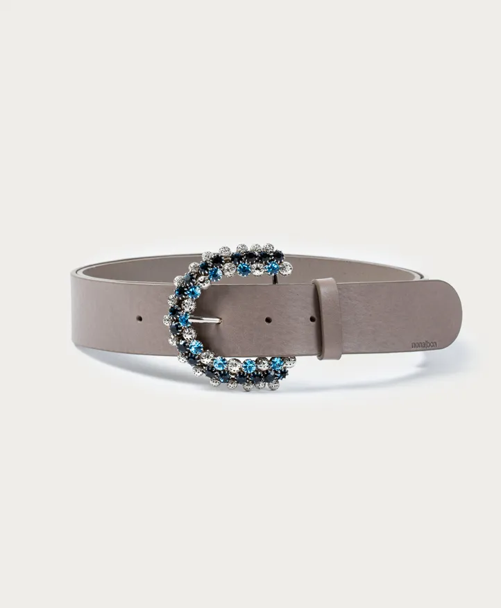 Cinturón Valentina Blue. Hebilla con brillantes azules.
