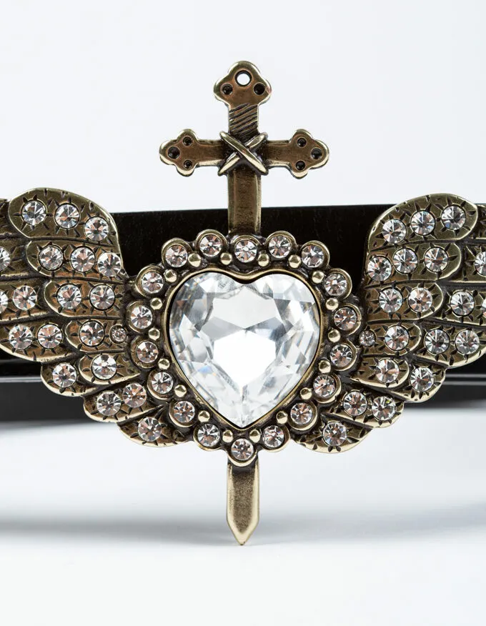 Belt Wings Dore. Gold buckle with shiny heart.