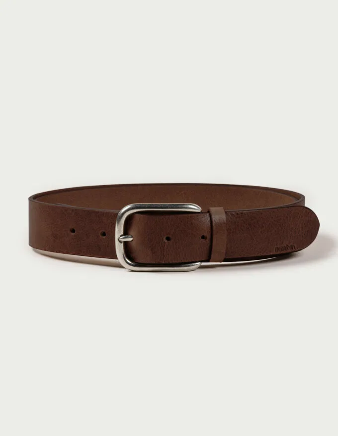 Belt Munich. Satin silver buckle with leather loop.