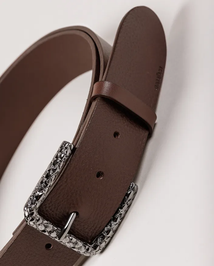 Belt Franklin. Engraved shiny anthracite buckle. - Image 2