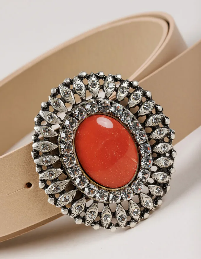 Belt Queens Coral. Buckle with coral color.