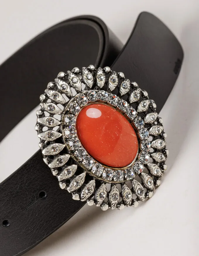 Belt Queens Coral. Buckle with coral color.
