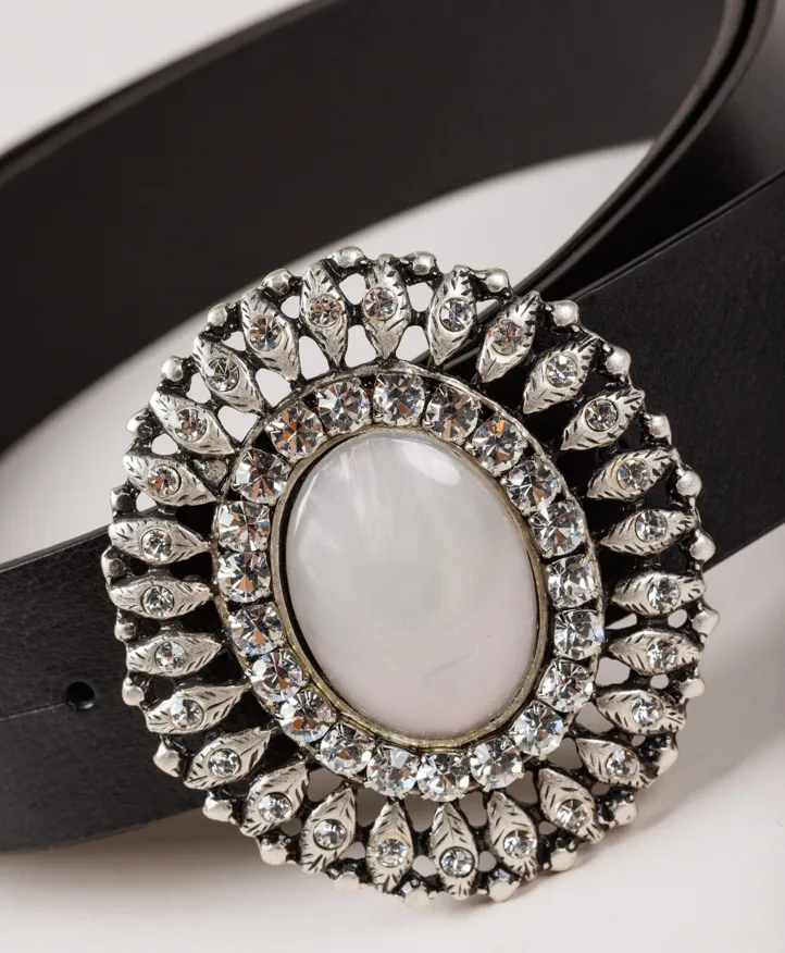 Cinturón Queens Pearl. Hebilla con perla central. - Imagen 2