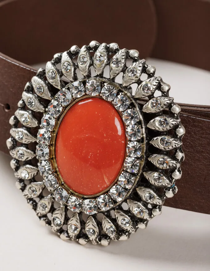 Belt Queens Coral. Buckle with coral color.