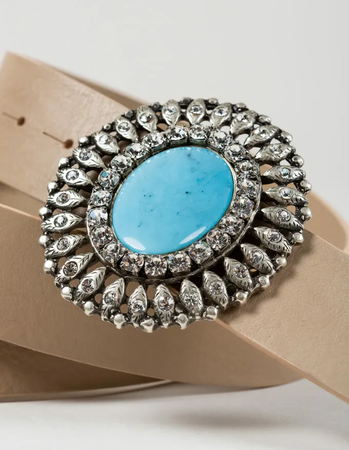 Belt Queens Aqua. Buckle with turquoise stone.