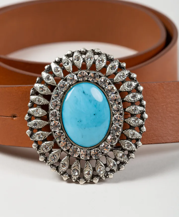 Cinturón Queens Aqua. Hebilla con piedra color turquesa. - Imagen 2