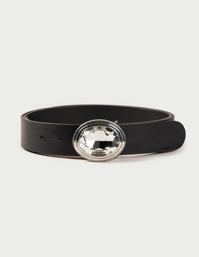 Belt Frida Cristal. Silver jewel buckle with oval crystal.