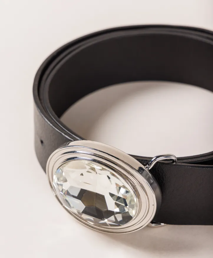 Belt Frida Cristal. Silver jewel buckle with oval crystal. - Image 3