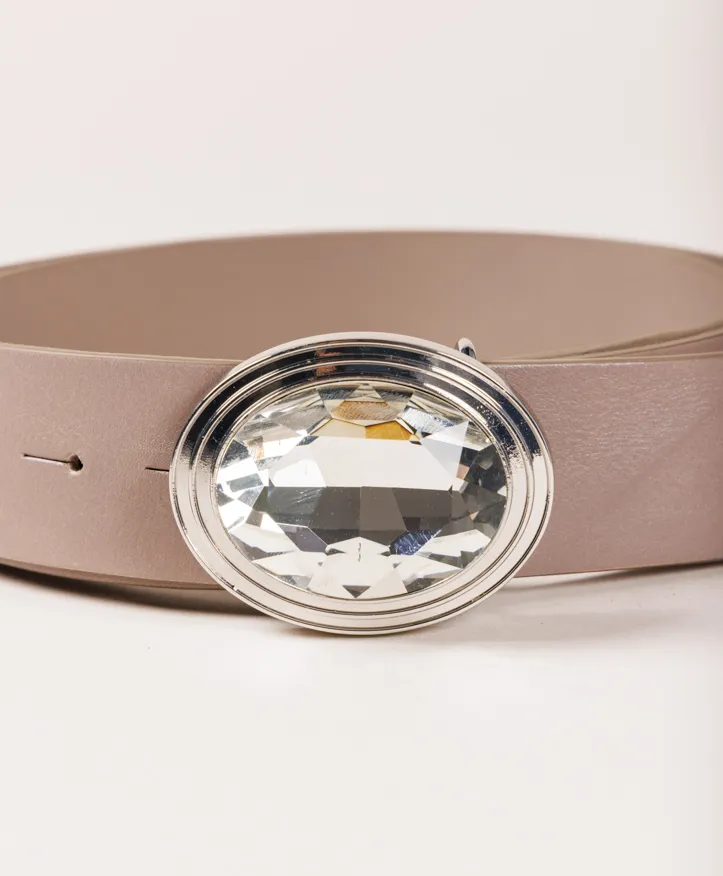 Belt Frida Cristal. Silver jewel buckle with oval crystal. - Image 2
