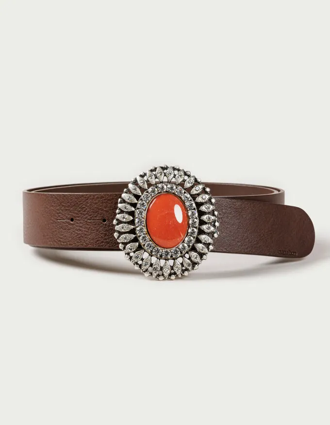 Belt Queens Coral. Buckle with coral color.