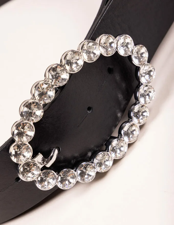 Cinturón Bubble Crystal Pack. Hebilla plateada ovalada brillante.