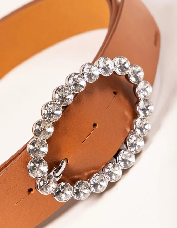 Cinturón Bubble Crystal Pack. Hebilla plateada ovalada brillante.
