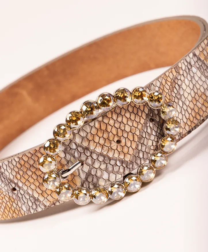 Cinturón Bubble Dore Pack. Hebilla dorada con cristales dorados. - Imagen 2