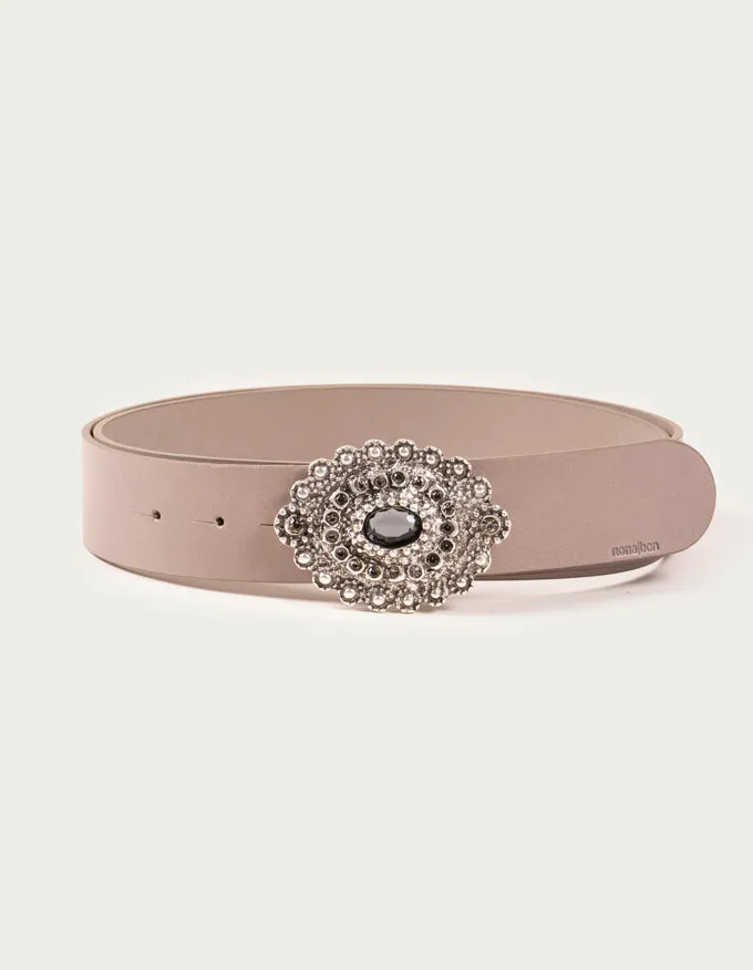 Belt Antik Fumé. Silver buckle with fumé stones.