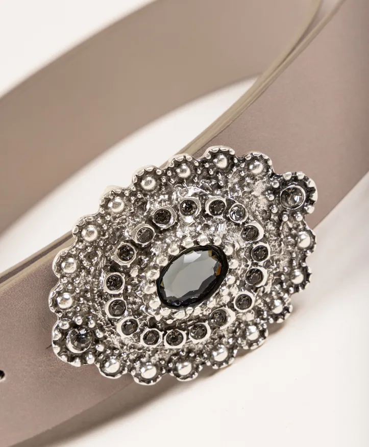 Belt Antik Fumé. Silver buckle with fumé stones. - Image 3