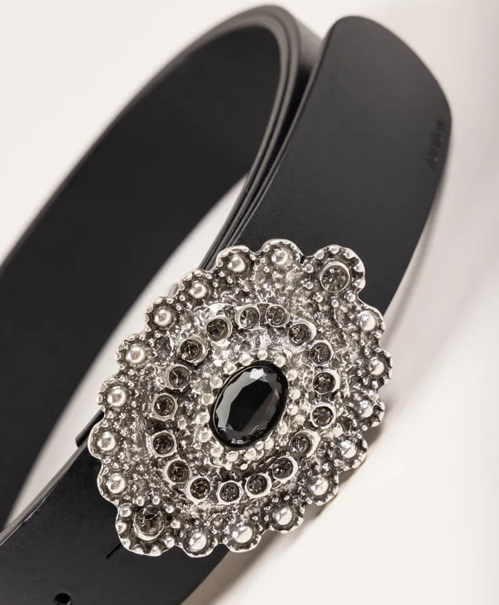 Belt Antik Fumé. Silver buckle with fumé stones. - Image 2