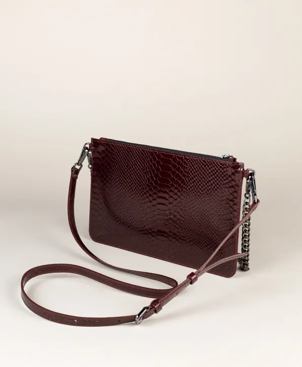Bolso Emma Granate. Piel grabada efecto charol.