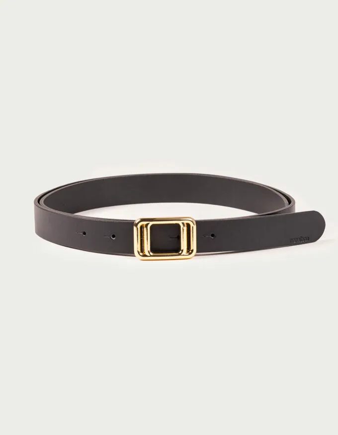 Belt Thelma Gold. Thin strap with minimalist buckle.
