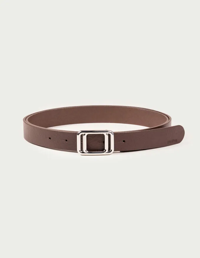 Belt Thelma Silver. Thin strap with minimalist buckle.