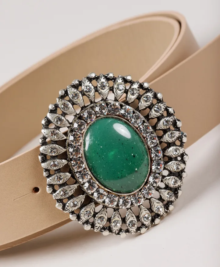 Cinturón Queens Green. Hebilla con piedra color verde. - Imagen 5