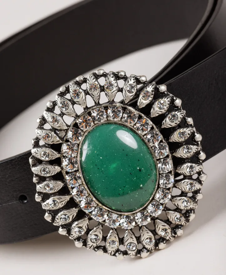 Cinturón Queens Green. Hebilla con piedra color verde. - Imagen 3
