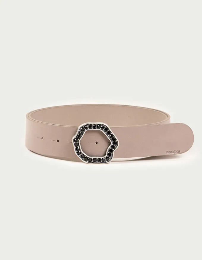 Belt Scarlett Plata. Silver buckle with black crystals.