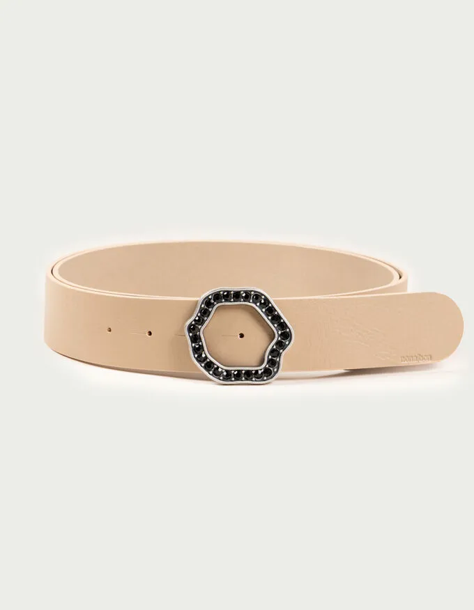 Belt Scarlett Plata. Silver buckle with black crystals.