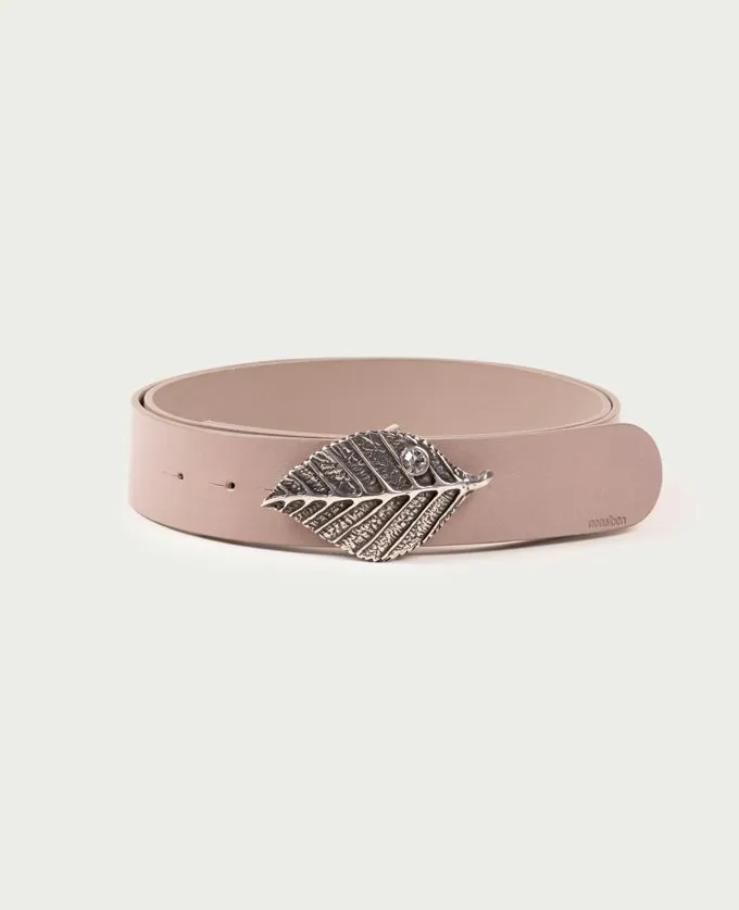 Belt Forest Plata. Silver Leaf-Shaped Buckle and Inset Crystal