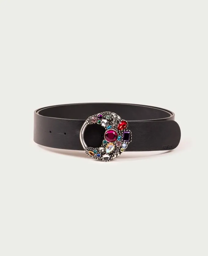 Belt Velvet Silver. Bright colored stones buckle.