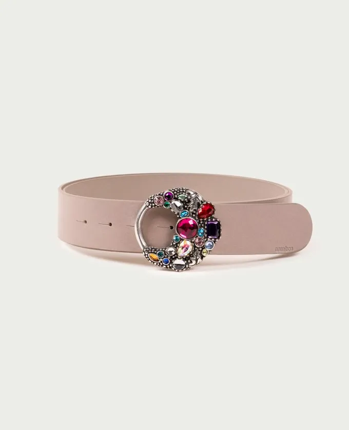 Belt Velvet Silver. Bright colored stones buckle.