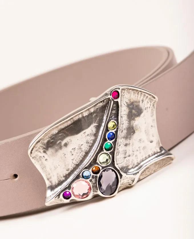 Belt Luxor Silver. Original silver and multicolored buckle