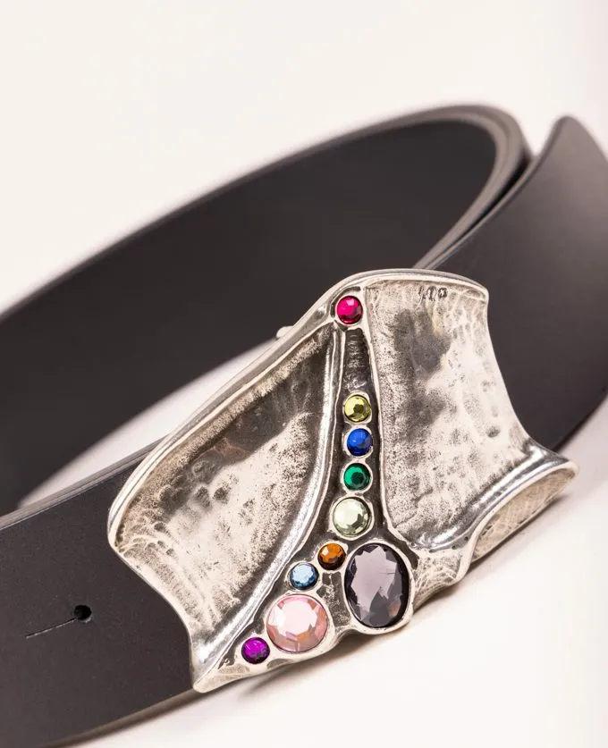 Belt Luxor Silver. Original silver and multicolored buckle