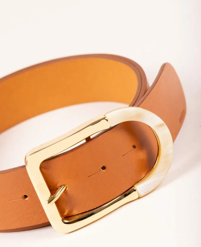 Belt Kenya. Gold buckle with natural horn