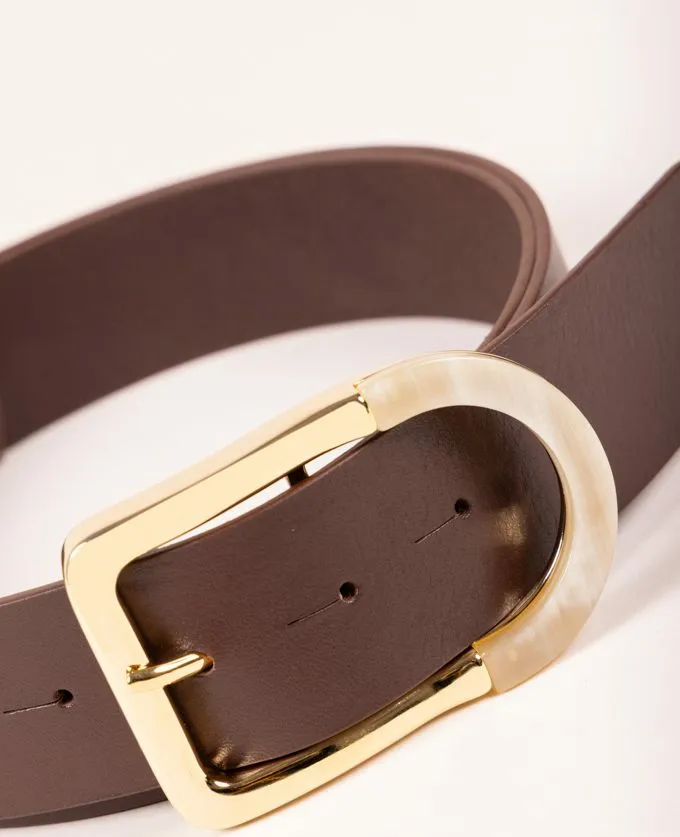 Belt Kenya. Gold buckle with natural horn