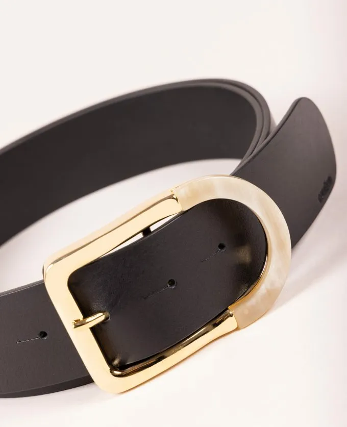 Belt Kenya. Gold buckle with natural horn
