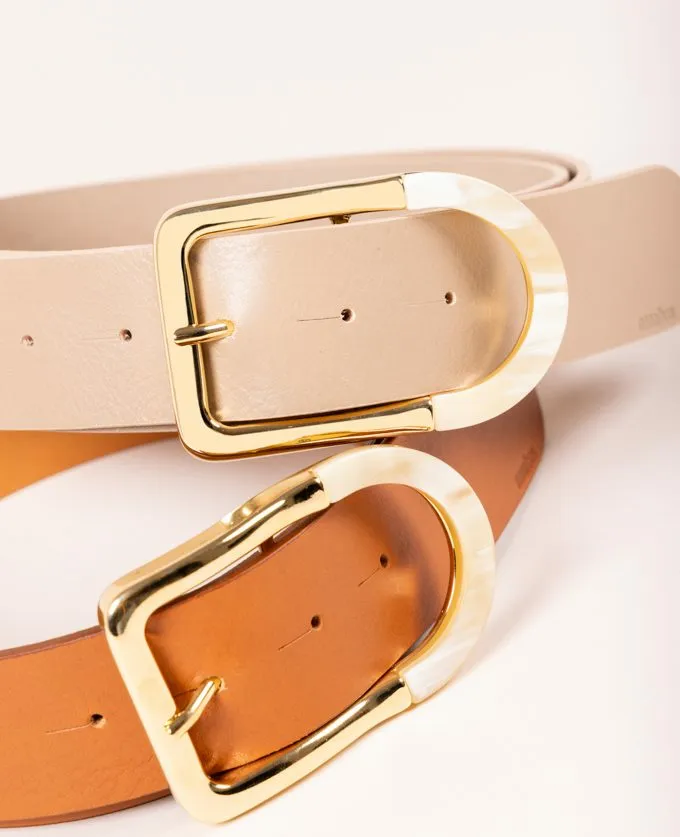 Belt Kenya. Gold buckle with natural horn