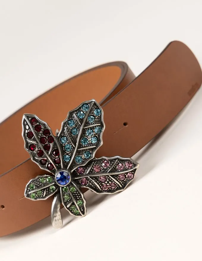 Bali Belt. Flower-shaped buckle with colorful crystals.