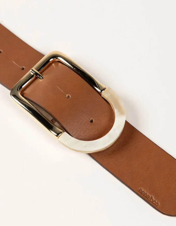 Belt Kenya. Gold buckle with natural horn