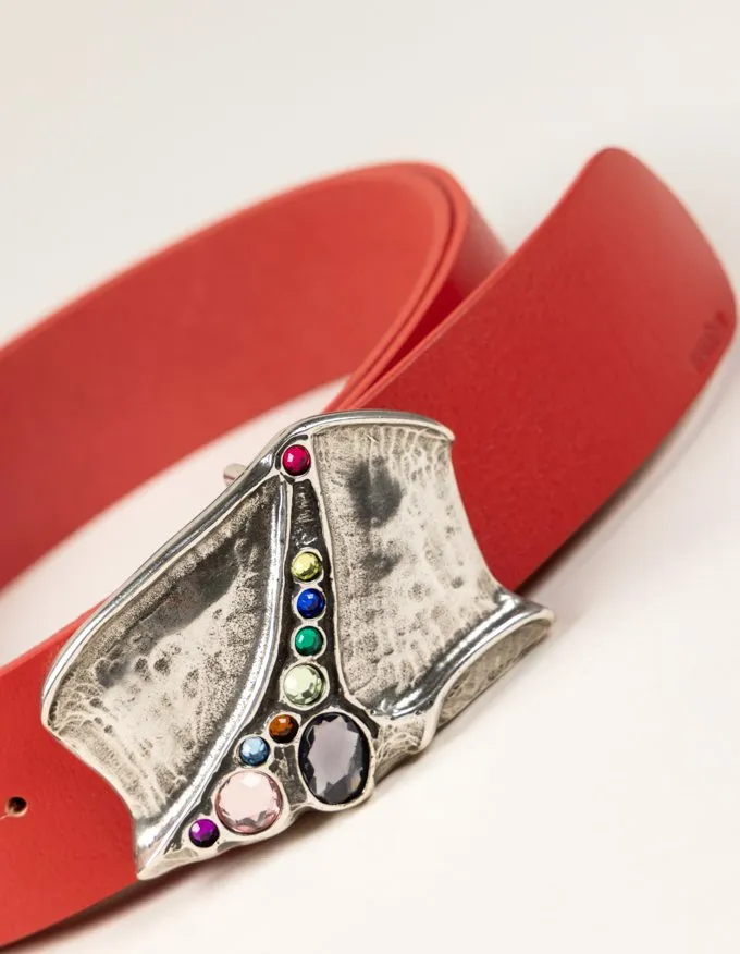 Belt Luxor Silver. Original silver and multicolored buckle