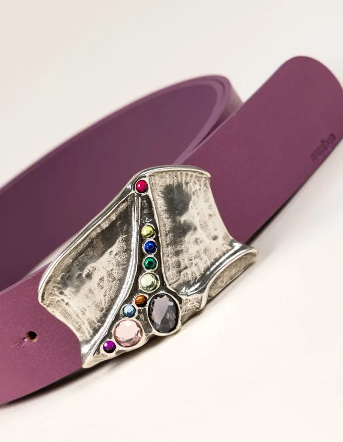 Belt Luxor Silver. Original silver and multicolored buckle