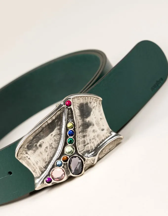 Belt Luxor Silver. Original silver and multicolored buckle