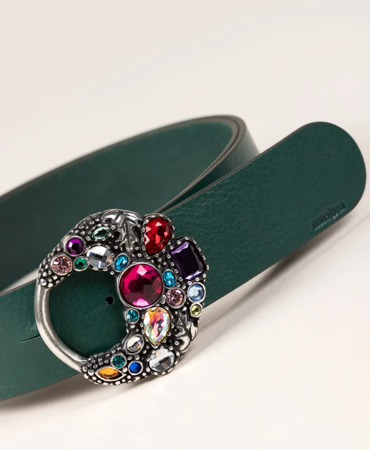 Cinturón Velvet Silver. Hebilla plateada con piedras y cristales de colores. - Imagen 9