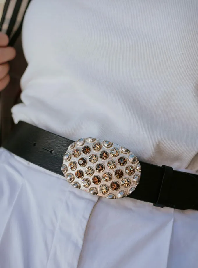 Belt Cleo Dore. Elegant golden buckle.