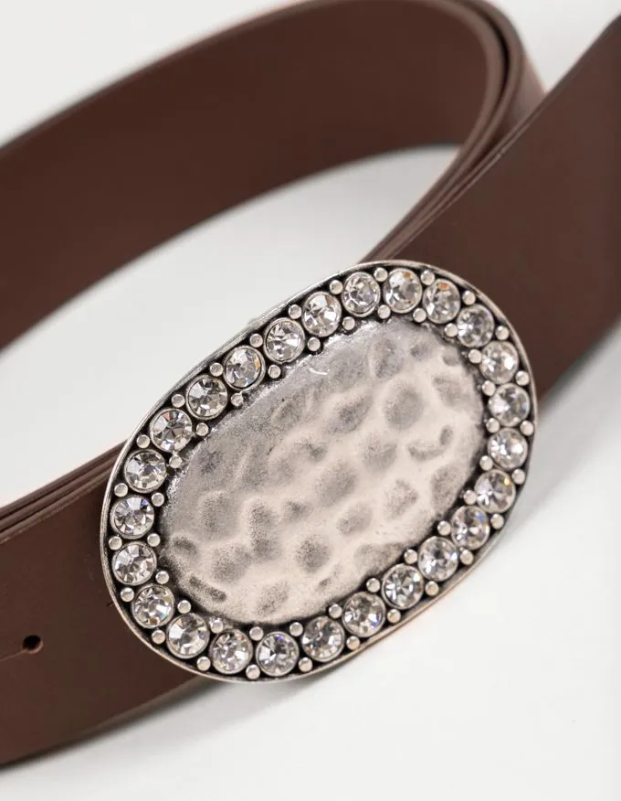 Belt Marilyn. Silver jewel buckle with crystals.