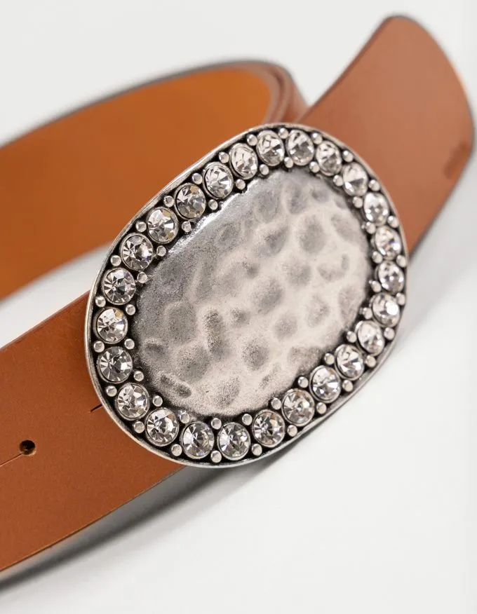 Belt Marilyn. Silver jewel buckle with crystals.