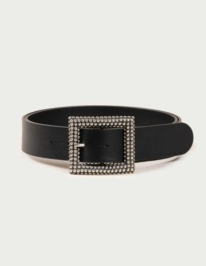 Belt Roma. Aged silver square buckle