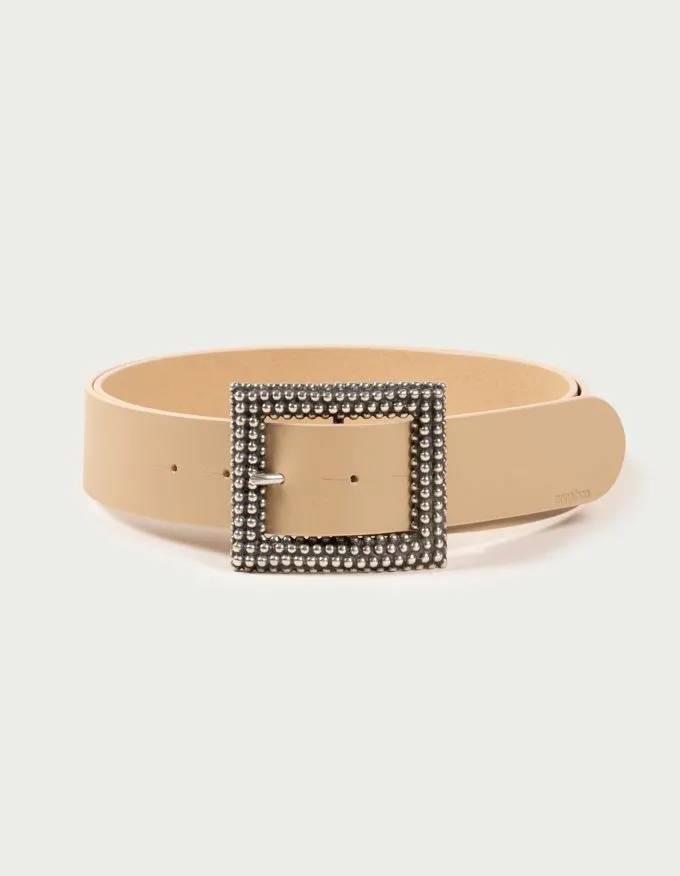 Belt Roma. Aged silver square buckle